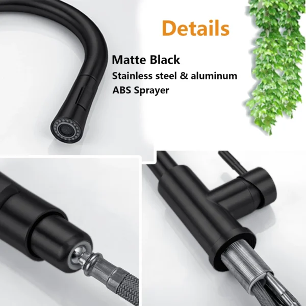 DQOK Kitchen Faucet Pull Out Brushed Nickle Sensor Stainless Steel Black Smart Induction Mixed Tap Touch Control Sink Tap - Image 6