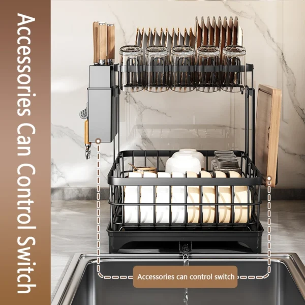 1 Or 2-Tier Space-Saving Kitchen Dish Drying Rack, Multifunctional Dish Rack, Rustproof Kitchen Dish Drying Rack With Drainboard - AliExpress - Image 3