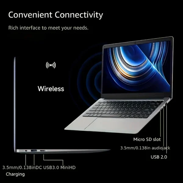 14 Inch Laptop Intel Celeron N3350 6GB RAM 64GB+128GB SSD Windows 10 - Image 5
