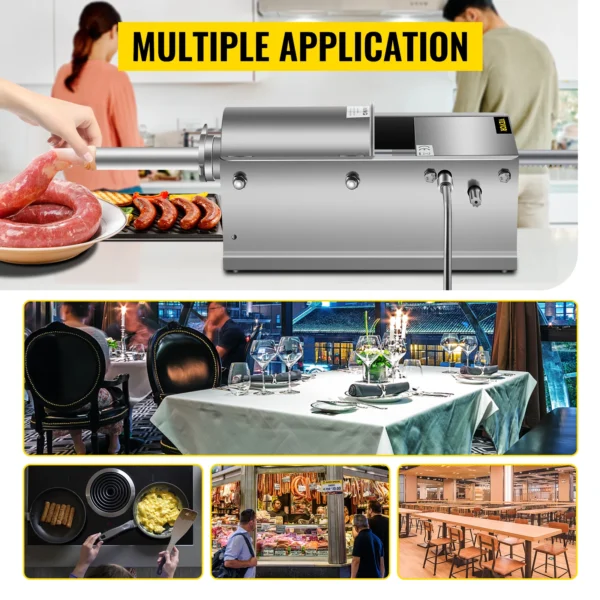 VEVOR 3L 5L 7L 7.8L Horizontal Sausage Stuffer Food Processors 5 Filling Nozzles Kitchen Accessories Home Appliance for Hot Dog - Image 2