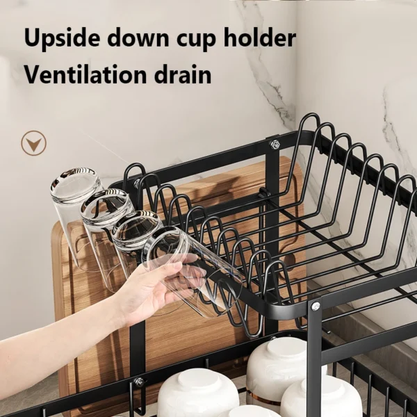 1 Or 2-Tier Space-Saving Kitchen Dish Drying Rack, Multifunctional Dish Rack, Rustproof Kitchen Dish Drying Rack With Drainboard - AliExpress - Image 6