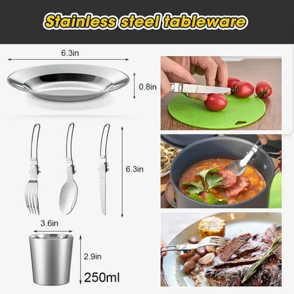 Camping Cooking set Camping Cookware Travel Tableware Outdoor Picnic Set Teapot For 2-3 Peaple Non-stick pots assorted sets - Image 5