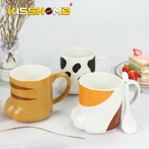 Cute Cat Paws Coffee Mug Ceramic Drinkware with Lid Personality Milk Mug Office Coffee Mug Oatmeal Breakfast Porcelain Cup Gift