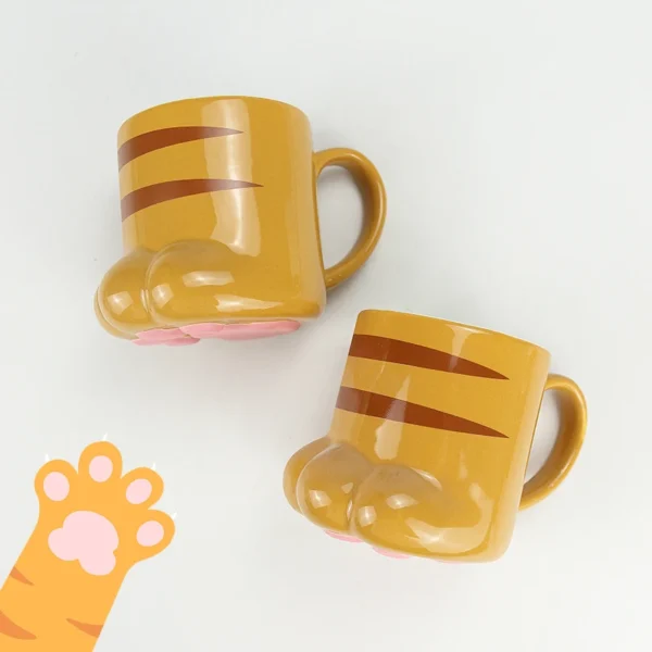 Cute Cat Paws Coffee Mug Ceramic Drinkware with Lid Personality Milk Mug Office Coffee Mug Oatmeal Breakfast Porcelain Cup Gift - Image 6