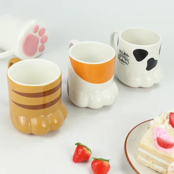 Cute Cat Paws Coffee Mug Ceramic Drinkware with Lid Personality Milk Mug Office Coffee Mug Oatmeal Breakfast Porcelain Cup Gift - Image 4