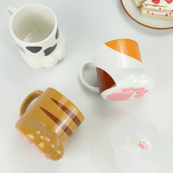 Cute Cat Paws Coffee Mug Ceramic Drinkware with Lid Personality Milk Mug Office Coffee Mug Oatmeal Breakfast Porcelain Cup Gift - Image 5