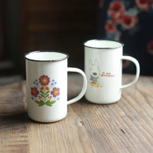 Outdoor Enamel Creative Coffee Tea Water Milk Cups Camping Mugs Enamel mug with handle Drinkware Vacation Hiking Mug Gifts
