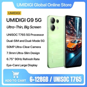 UMIDIGI G9 5G Android 14 Smartphone,UNISOC T765,12GB RAM(6+6GB),128GB ROM,5000mAh,50MP Clear Triple Camera,6.75” 90Hz Cell Phone