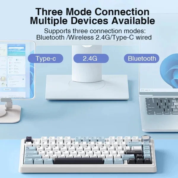AULA F75 2.4G Wireless/Bluetooth/Wired Gaming Mechanical Keyboard RGB Customized 75% Layout OEM Profile Gasket Structure - Image 2