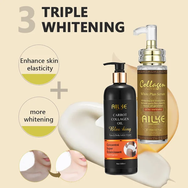 AILKE Skin Whitening Face Serum, Reduce Spots, Moisturizing, Even Skin Tone, With Organic Collagen, Skin Lightening Body Serum - Image 5