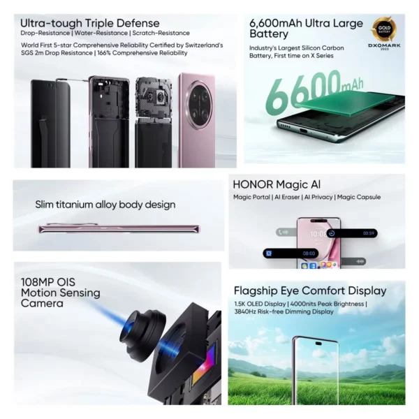 2024 Global Version HONOR X9c 5G Smart Phone Snapdragon 6 Gen 1 6,78" 120Hz AMOLED Display 108MP Batteria 6600mAh 2SIM Android14 - Image 2