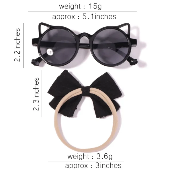 2Pcs/Pack Sunglasses Bows Headband Set Vintage Kids Summer Round Sun Glasses Children Protection Glasses Baby Hair Accessories - Image 5