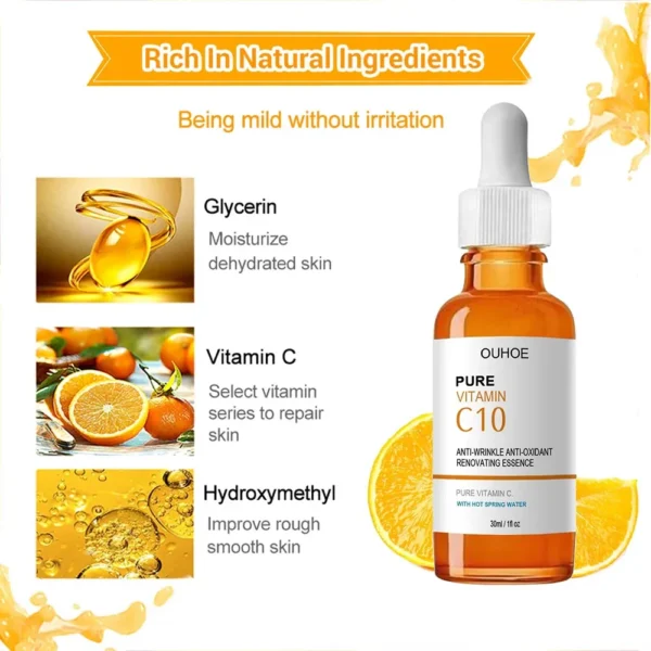 Vitamin C Wrinkle Remover Face Serum Lifting Firming Fade Fine Lines Anti-aging Essence Whitening Brighten Nourish Skin Care - Image 3