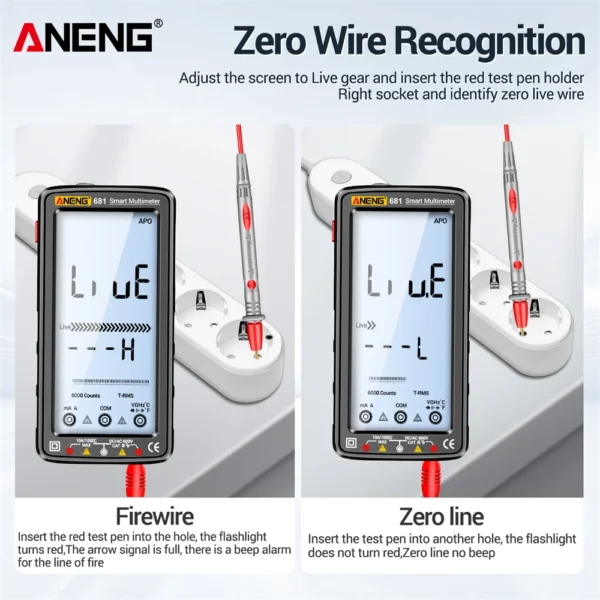 ANENG 681 Rechargable Digital Professional Multimeter Non-contact Voltage Tester AC/DC Voltage Meter LCD Screen Current Tester - Image 6