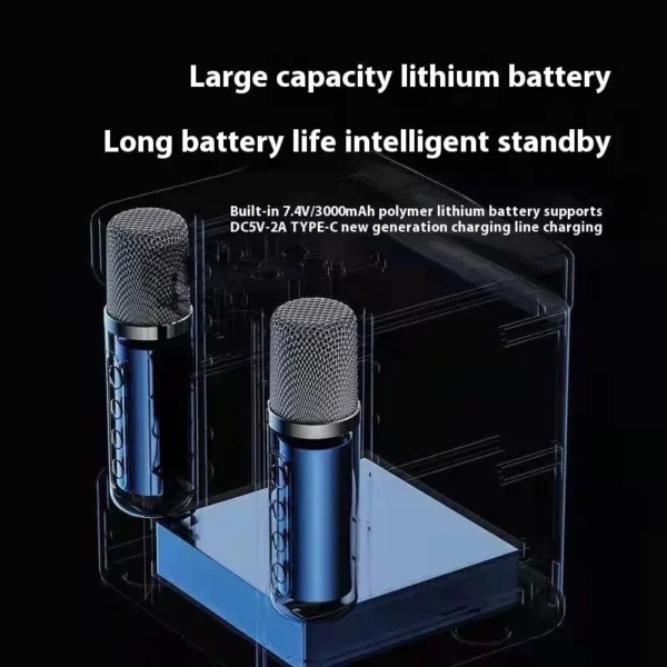 #Portable Dual Microphone Karaoke Machine for Adults Kids Speaker Home KTV System HIFI Stereo Bluetooth Mic for Home Party Gifts - Image 4