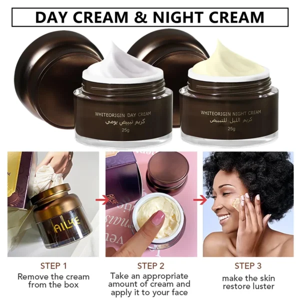 AILKE Remove Dark Spots Freckle Whitening Face Care Cream Set, With Kojic Acid Spf Uva & Uvb, Sunscreen Facial Skin Moisturizer - Image 2