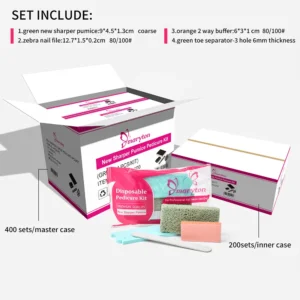 400 Sets/Case Disposable New Sharper Pumice Pedicure Kits Manicue Tools Sand File Buffer Sponge Block 4 In 1 Nail Sets
