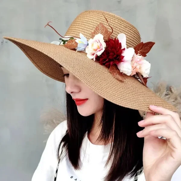 Seaside Photo Beach Straw Hat Children Summer Large Brim Sunscreen Shading Simple Fashion Large Brimmed Hat Sun Hat Beach Hat - Image 4