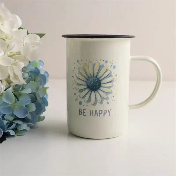 Outdoor Enamel Creative Coffee Tea Water Milk Cups Camping Mugs Enamel mug with handle Drinkware Vacation Hiking Mug Gifts - Image 5
