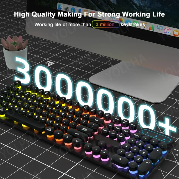 104Keys Wired Keyboard with RGB Backlit Breathing Light Gaming Wired Ergonomic Keyboard for Computer Laptop for PC Gamer Office - Image 6