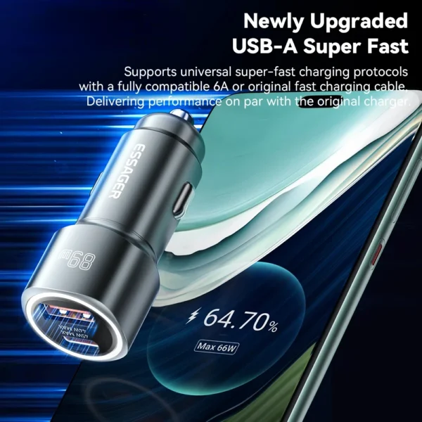 USB Car Charger 89W QC4.0 Fast Charging USB Type C Car Phone Charger For iPhone 15pro Oppo Huawei P60 Pro Car Charger - Image 3