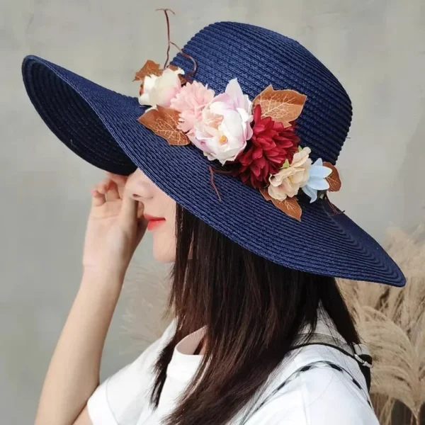 Seaside Photo Beach Straw Hat Children Summer Large Brim Sunscreen Shading Simple Fashion Large Brimmed Hat Sun Hat Beach Hat - Image 5