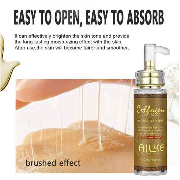 AILKE Skin Whitening Face Serum, Reduce Spots, Moisturizing, Even Skin Tone, With Organic Collagen, Skin Lightening Body Serum - Image 3