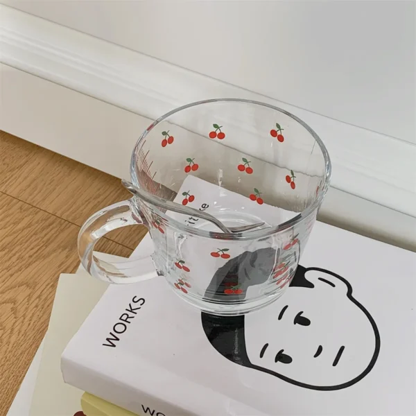 Printed Transparent Creative Glass Coffee Tea Drinks Dessert Breakfast Milk Cup Glass Mugs Handle Drinkware - Image 5
