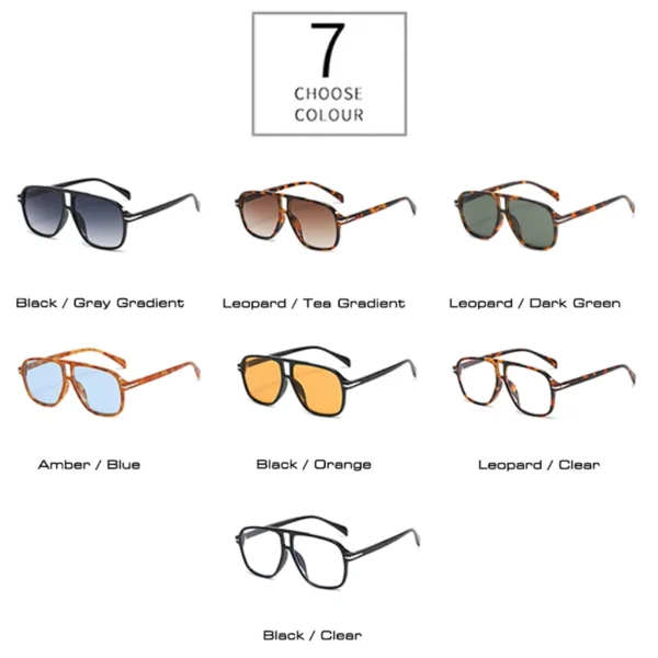 SO&EI Retro Double Bridges Men Pilot Sunglasses Fashion Rivets Decoration Shades UV400 Women Trending Leopard Sun Glasses - Image 5