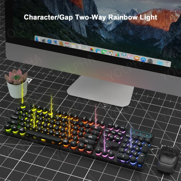 104Keys Wired Keyboard with RGB Backlit Breathing Light Gaming Wired Ergonomic Keyboard for Computer Laptop for PC Gamer Office - Image 5