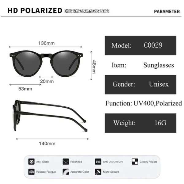 2025 Polarized Sunglasses Men Women Brand Designer Retro Round Sun Glasses Vintage Male Female Goggles UV400 Oculos Gafas De Sol - Image 6