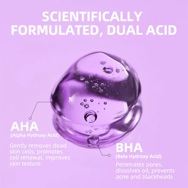 AHA+BHA Salicylic Acid Exfoliating Face Serum Deep Pore Cleansing & Gentle Surface Exfoliation Smooth Skin Brighten Complexion - Image 3