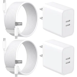 For iPhone16 Charger, 2 Pack 20W Dual Port USB C Charger with10FT USB C Charging Cord for iPhone 16/15/15 Plus/15 Pro/15 Pro Max