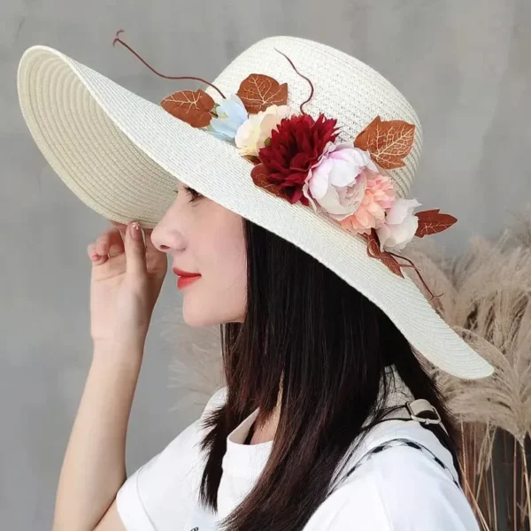 Seaside Photo Beach Straw Hat Children Summer Large Brim Sunscreen Shading Simple Fashion Large Brimmed Hat Sun Hat Beach Hat - Image 2