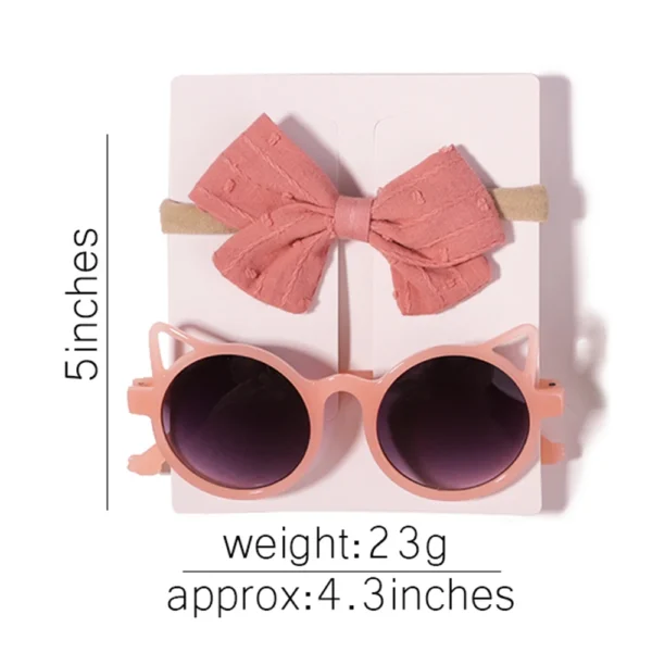 2Pcs/Pack Sunglasses Bows Headband Set Vintage Kids Summer Round Sun Glasses Children Protection Glasses Baby Hair Accessories - Image 4