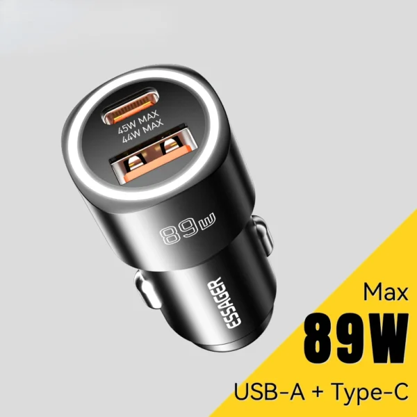 USB Car Charger 89W QC4.0 Fast Charging USB Type C Car Phone Charger For iPhone 15pro Oppo Huawei P60 Pro Car Charger - Image 2