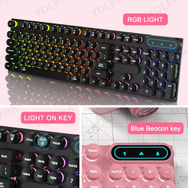 104Keys Wired Keyboard with RGB Backlit Breathing Light Gaming Wired Ergonomic Keyboard for Computer Laptop for PC Gamer Office - Image 2