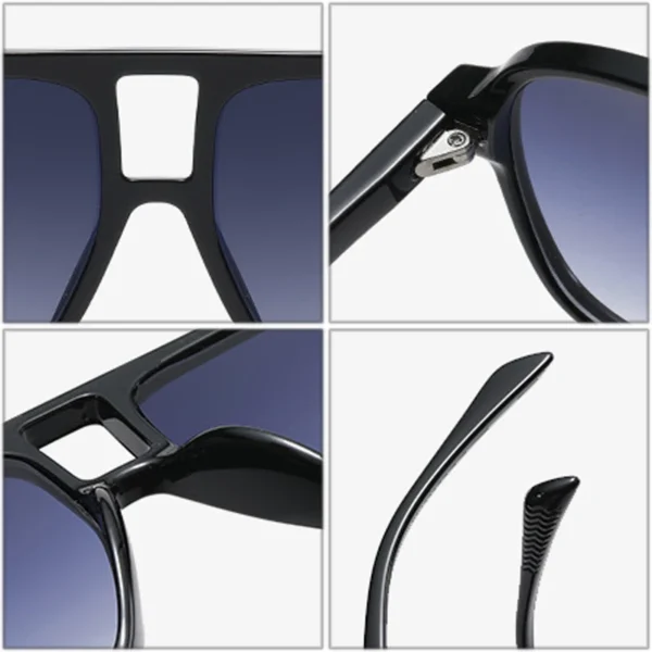 SO&EI Retro Double Bridges Men Pilot Sunglasses Fashion Rivets Decoration Shades UV400 Women Trending Leopard Sun Glasses - Image 6