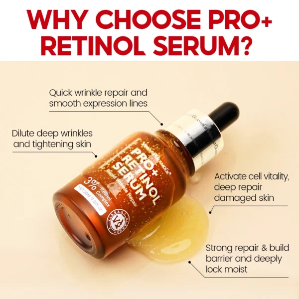 VIBRANT GLAMOUR Retinol Face Serum Pro + 3% Retinol Complex Facial Skin Care 30ML - Image 2