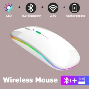 Silent Bluetooth Mouse LED Optical 2.4G USB Wireless Mouse Rechargeable Portable High Precision Gamer Mice for Computer IPAD