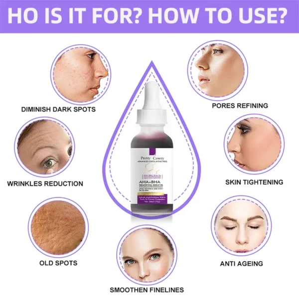 AHA+BHA Salicylic Acid Exfoliating Face Serum Deep Pore Cleansing & Gentle Surface Exfoliation Smooth Skin Brighten Complexion - Image 4