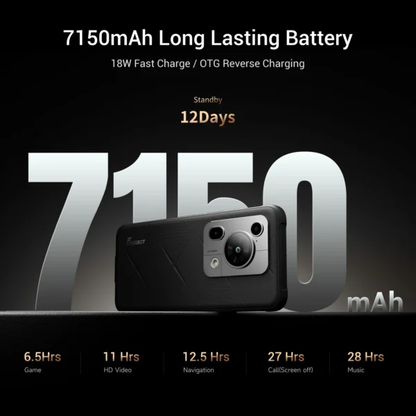 [World premiere] Fossibot F112 PRO 5G Rugged Smartphone 6.88" HD+ 7150mAh 24G(8+16)+256G Mobile Phone Android 14 50MP Cell Phone - Image 3